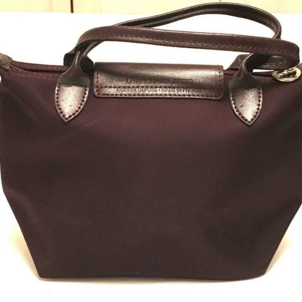 LONGCHAMP,  VINTAGE BROWN NYLON HANDBAG, PRE-OWNED - Picture 5 of 10